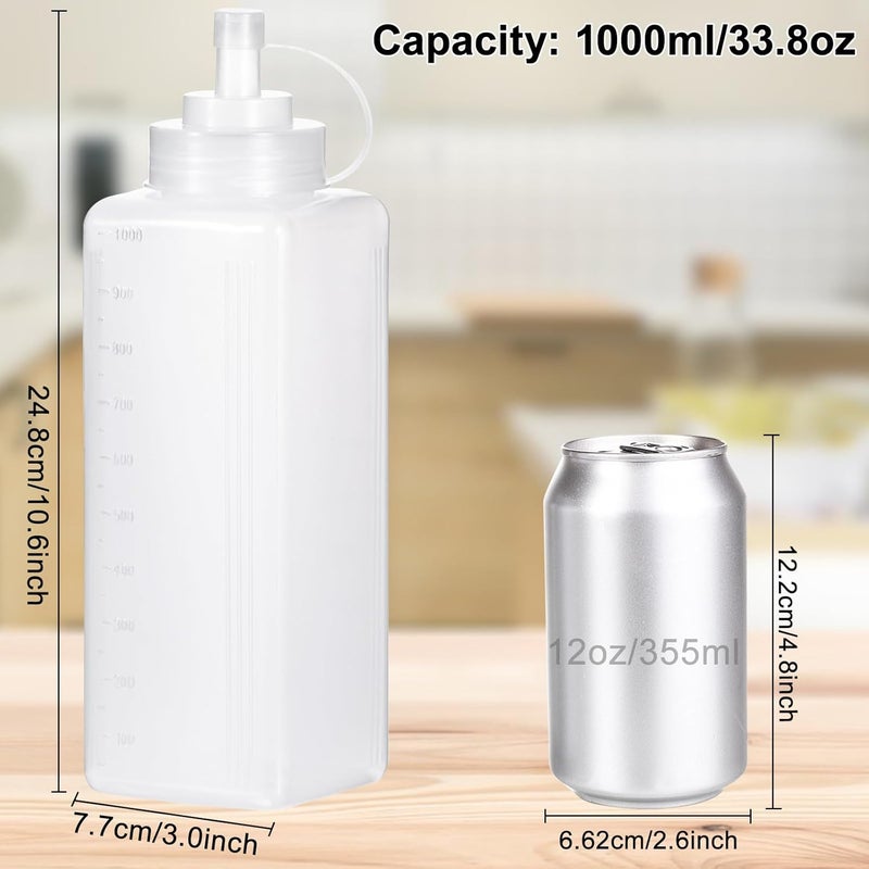 2 Pack 1000ML Large Squeeze Bottle Dispenser Set, Wide Mouth Food-Grade Condiment Containers for Ketchup, Mayo, Mustard, Sauces, and Family Kitchen Use - Image 5