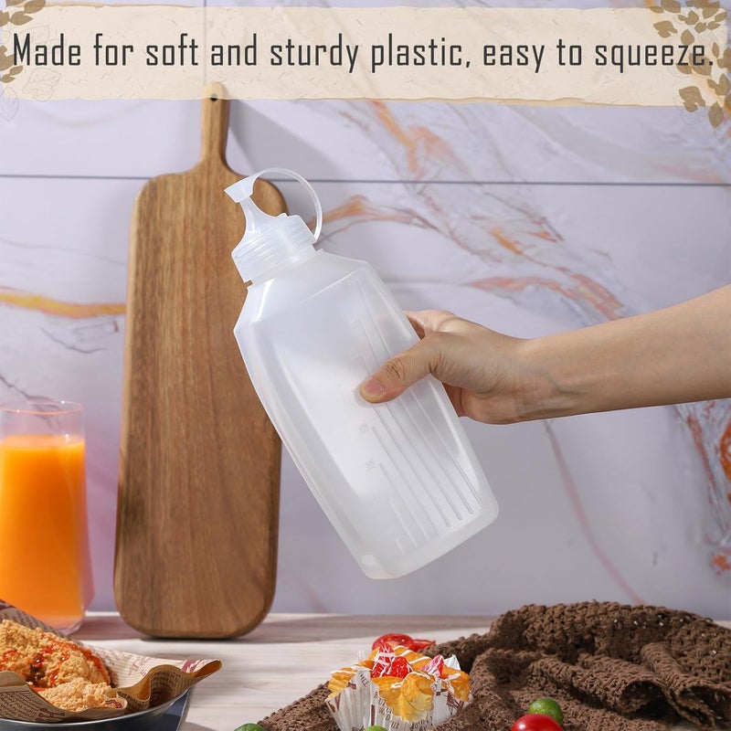2 Pack 1000ML Large Squeeze Bottle Dispenser Set, Wide Mouth Food-Grade Condiment Containers for Ketchup, Mayo, Mustard, Sauces, and Family Kitchen Use - Image 3