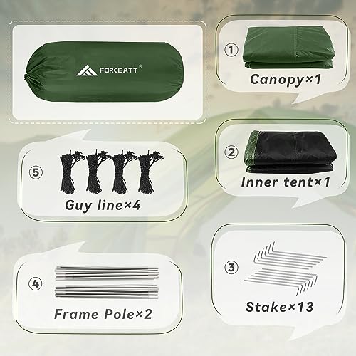 Forceatt Camping Tent-2 Person Tent, Waterproof & Windproof. Lightweight Backpacking Tent, Easy Setup, Suitable for Outdoor and Hiking Traveling - Image 5