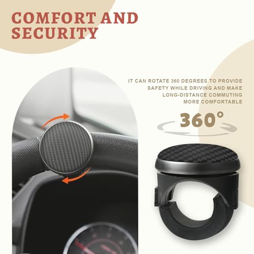 Kutyun Steering Wheel Knob Spinner, Car Steering Wheel ball, Silicone Non-Slip Suicide Knob with Bearing Durable Steering Wheel Spinner Ball, 360° Rotation Steering Wheel Handles for Car Truck (Black) - Image 5
