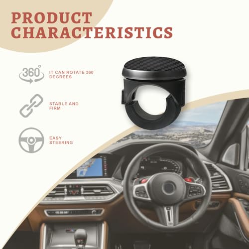 Kutyun Steering Wheel Knob Spinner, Car Steering Wheel ball, Silicone Non-Slip Suicide Knob with Bearing Durable Steering Wheel Spinner Ball, 360° Rotation Steering Wheel Handles for Car Truck (Black) - Image 4