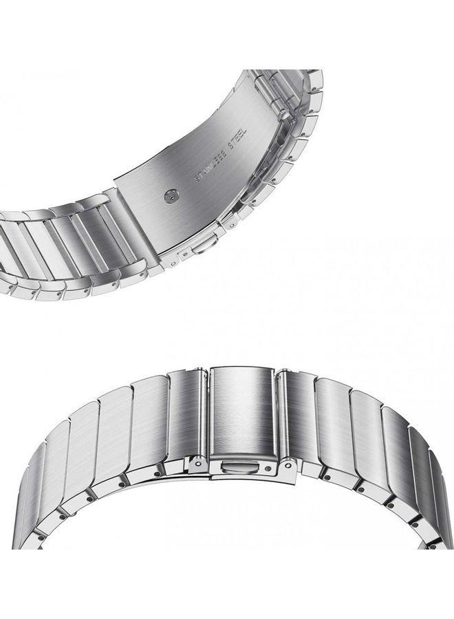 NIBEMINENT Classic Stainless Steel Smartwatch Strap Band For Samsung Galaxy Watch 46mm/Huawei GT2/Gear S3 Frontier/Classic/Honor Magic 2/Fossil 22mm Silver  - Image 5
