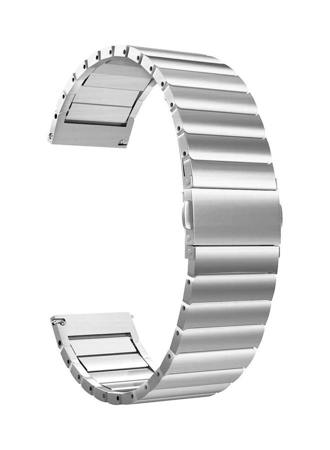 NIBEMINENT Classic Stainless Steel Smartwatch Strap Band For Samsung Galaxy Watch 46mm/Huawei GT2/Gear S3 Frontier/Classic/Honor Magic 2/Fossil 22mm Silver  - Image 1