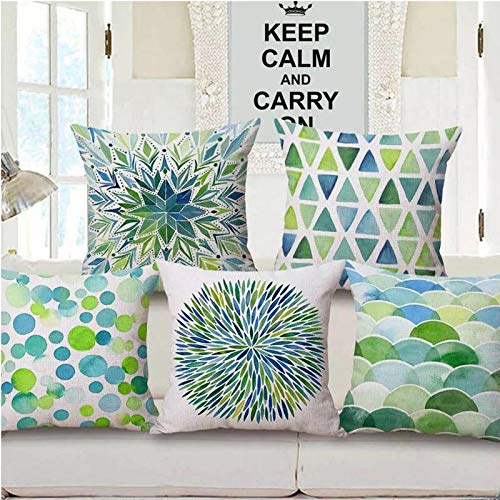 Exporthub 5 Piece Decorative Hand Made 3D Print Jute Throw/Pillow Cushion Covers - (16 X 16 INCHES) EHSPR807_29 - Image 1