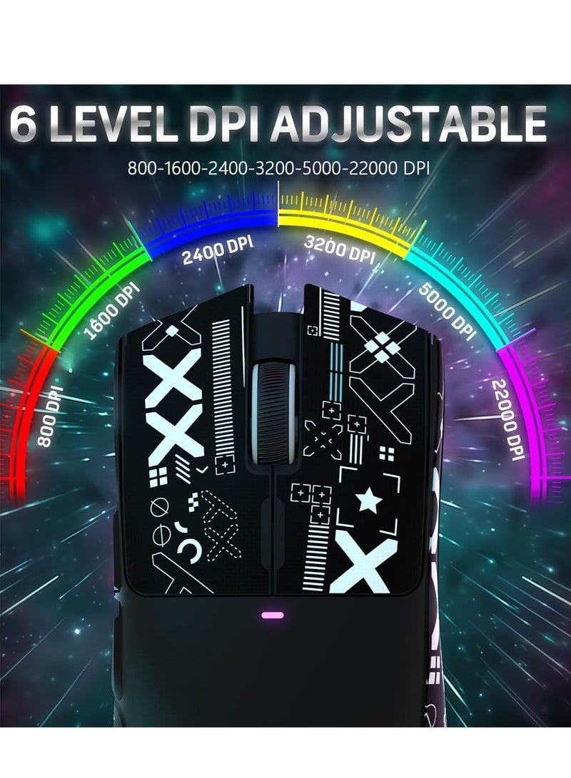 هجوم القرش ماوس ألعاب لاسلكي خفيف الوزن X11 مع قاعدة شحن RGB، ثلاثي الأوضاع: 2.4 جيجاهرتز/USB-C سلكي/بلوتوث، دقة تصل إلى 22 ألف نقطة في البوصة، مستشعر بصري PAW3311، مفتاح HUYU، 5 أزرار قابلة للبرمجة لأجهزة الكمبيوتر الشخصية/أجهزة ماك - Image 5