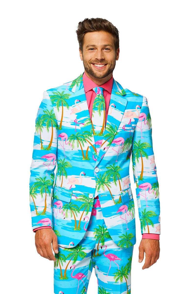 OppoSuits Men's Flaminguy - Party Costume Suit, Turquoise/Mixed, 40 - Image 3