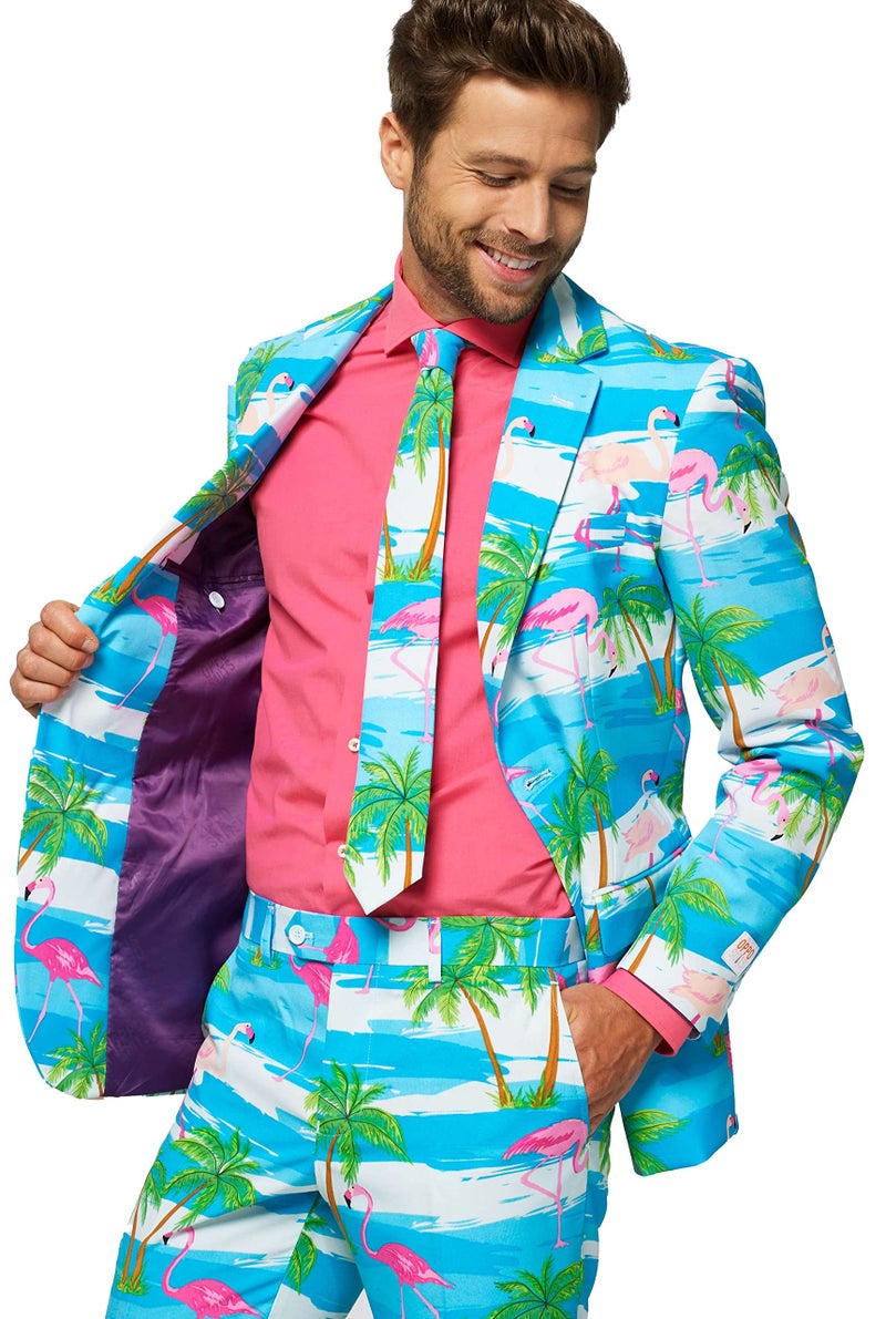 OppoSuits Men's Flaminguy - Party Costume Suit, Turquoise/Mixed, 40 - Image 5