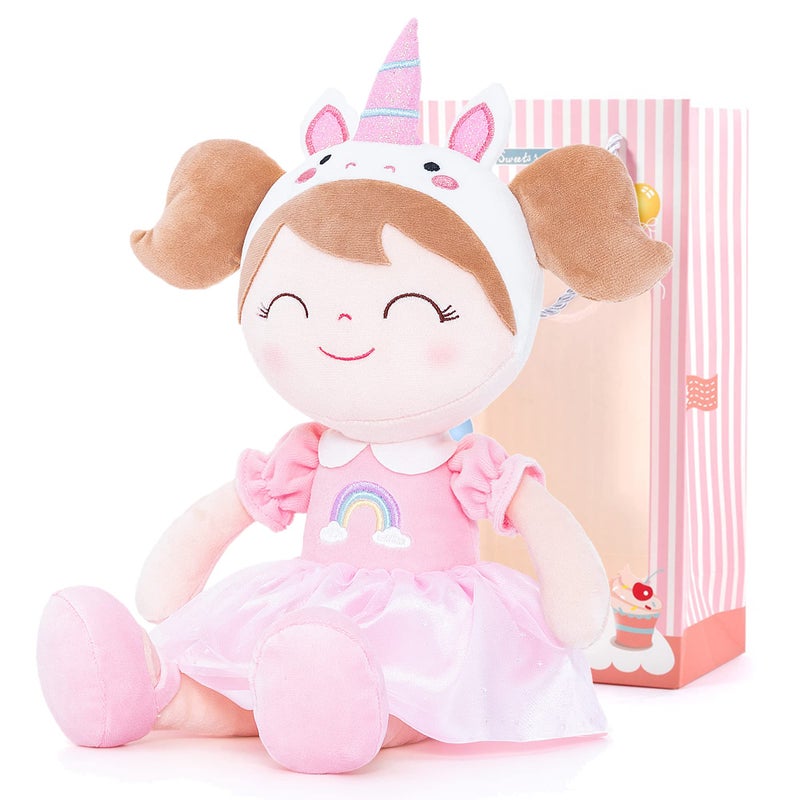 Gloveleya Spring Girl Baby Doll Baby Girl Gift Kids Plush Unicorn Toy Pink 14 Inch
