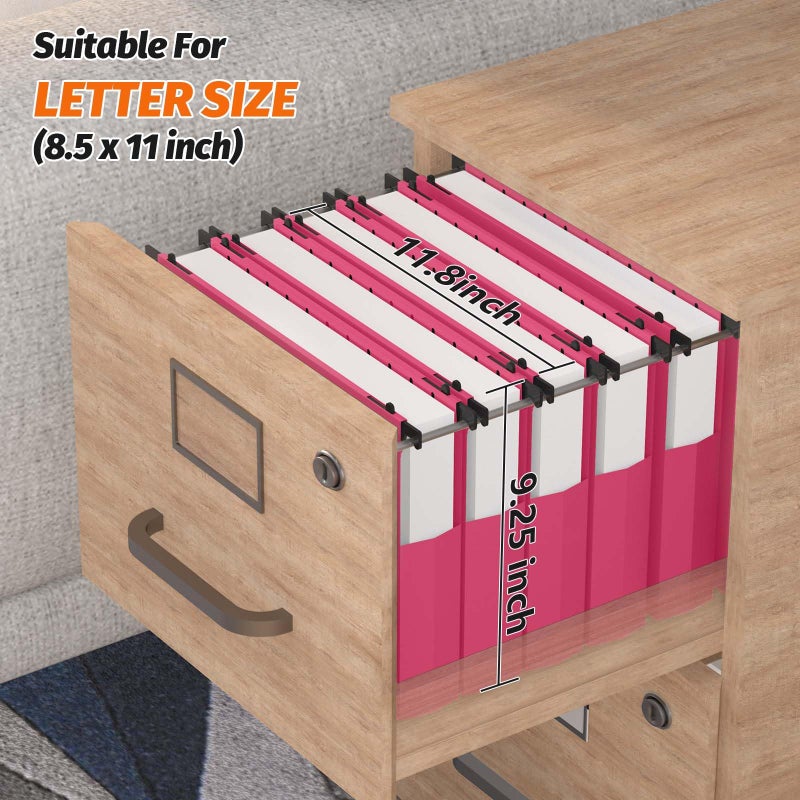 Shutex Extra Capacity Plastic Hanging File Folders,12 Pack Reinforced Expanding Hang Folder Letter Size,Accordian Pocket,Heavy Duty 2 Inch Expansion, Hard Hanging Folder Organizer for Office Home,Pink - Image 3