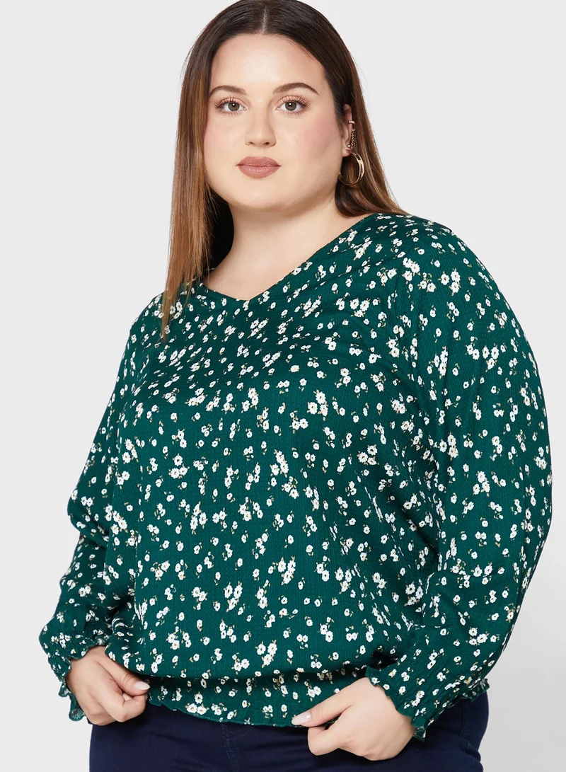 Only Carmakoma Floral Print V-Neck Top