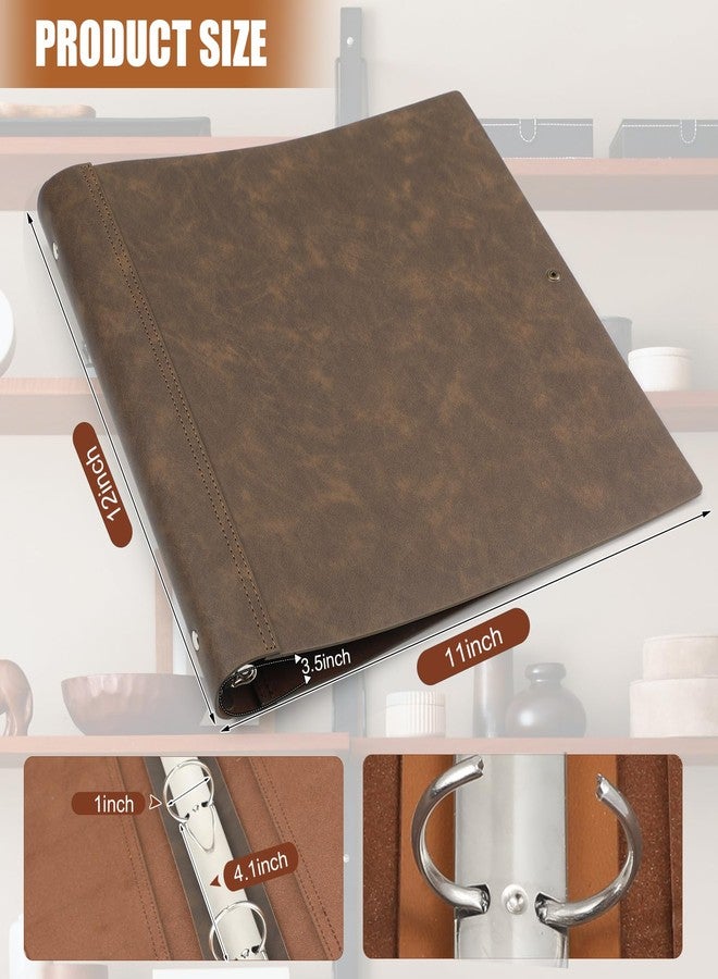 تيلينغ مجلد جلدي بثلاث حلقات يتسع لأوراق مقاس 8.5 × 11 بوصة، منظم ملفات من الجلد الصناعي العتيق، منظم ملفات للمكتب والمنزل، لوازم للمستندات والصور والمذكرات (بني عتيق) - Image 2