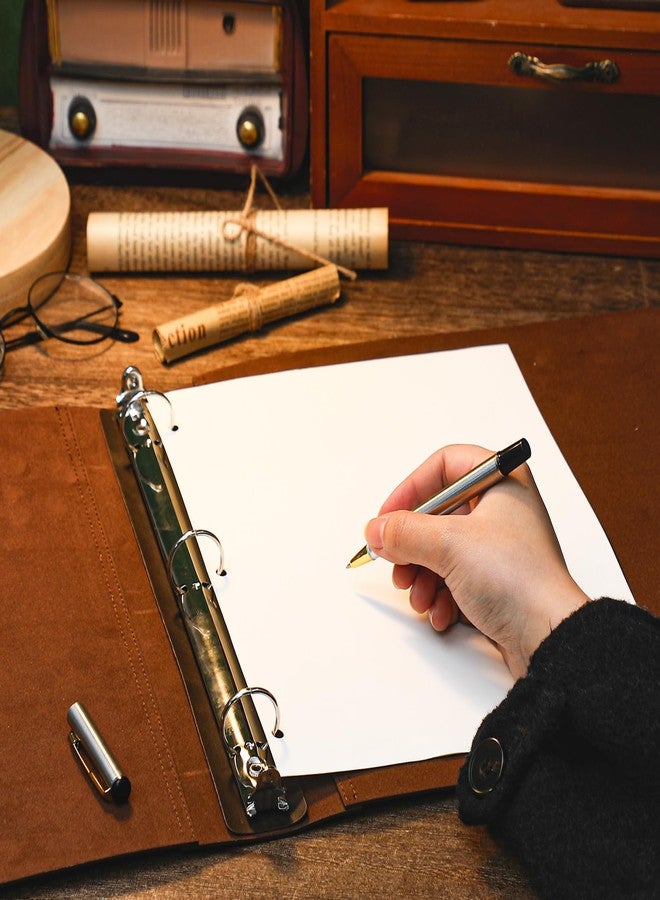 تيلينغ مجلد جلدي بثلاث حلقات يتسع لأوراق مقاس 8.5 × 11 بوصة، منظم ملفات من الجلد الصناعي العتيق، منظم ملفات للمكتب والمنزل، لوازم للمستندات والصور والمذكرات (بني عتيق) - Image 4