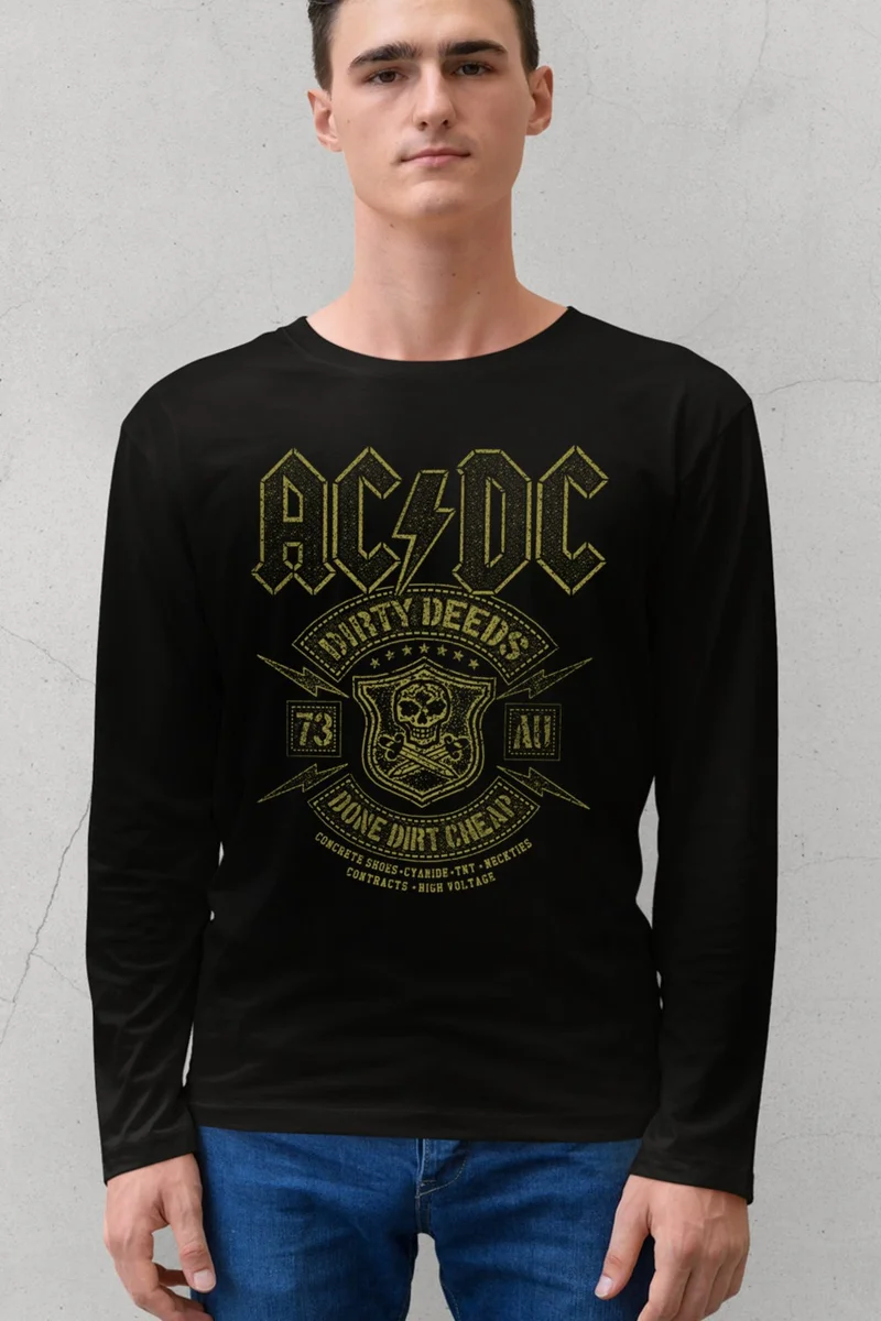 Snowy Acdc Black Long Sleeve Men's T-Shirt