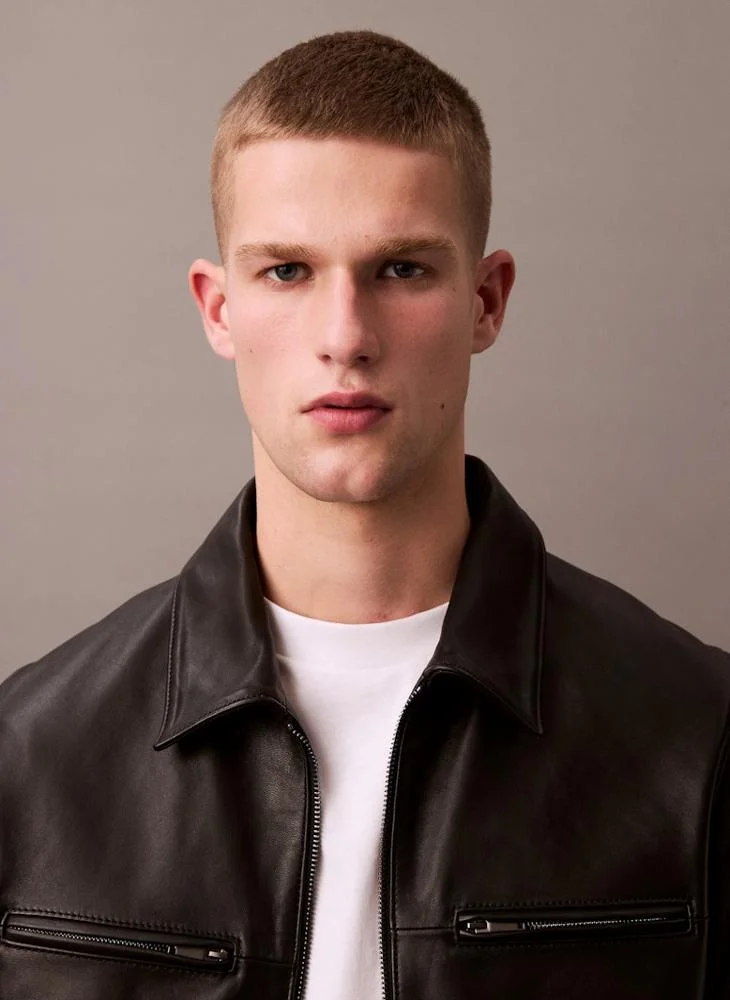 CALVIN KLEIN  2 Pocket Leather Jacket for Men | Best Price UAE