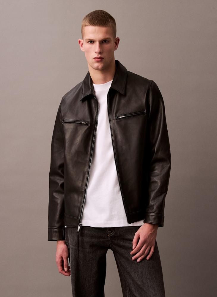 CALVIN KLEIN 2 Pocket Leather Jacket - Image 1