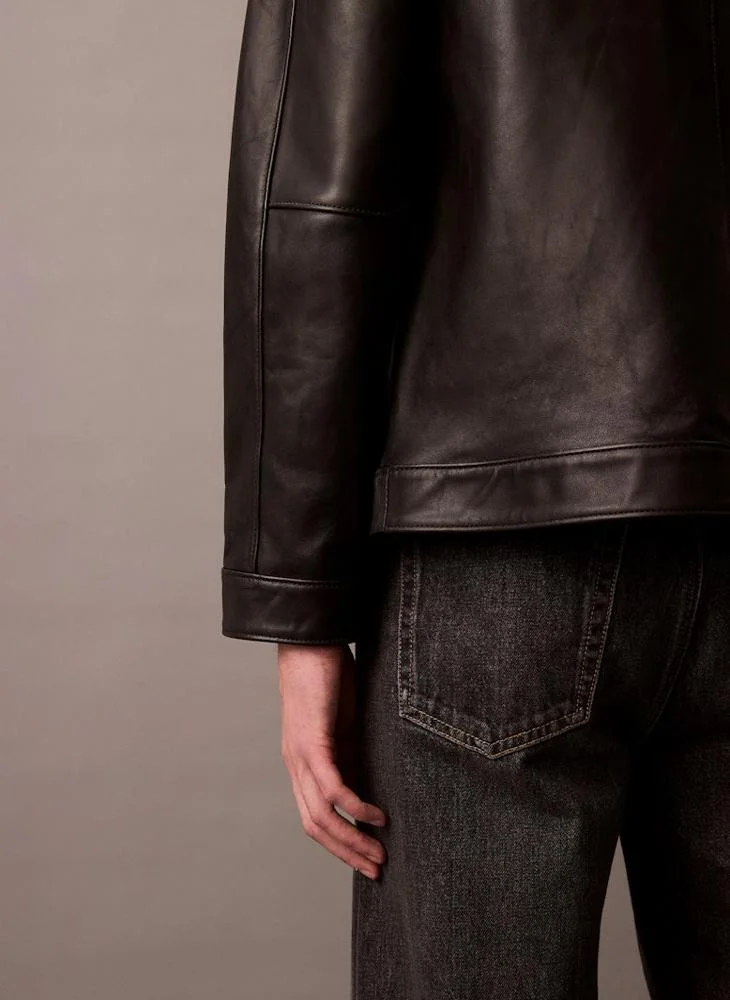 CALVIN KLEIN  2 Pocket Leather Jacket for Men | Best Price UAE
