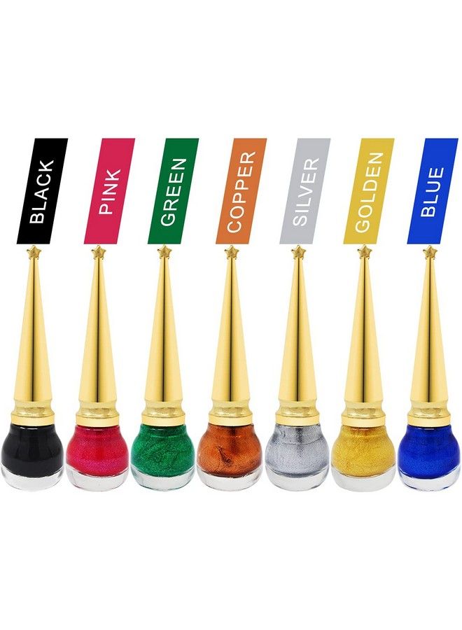 adbeni Eye Liner Water Resistant Longlasting 7Ml Each (Elnr104) (Pack Of 6 Blackpinkgreencoppersilvergoldblue) - Image 3