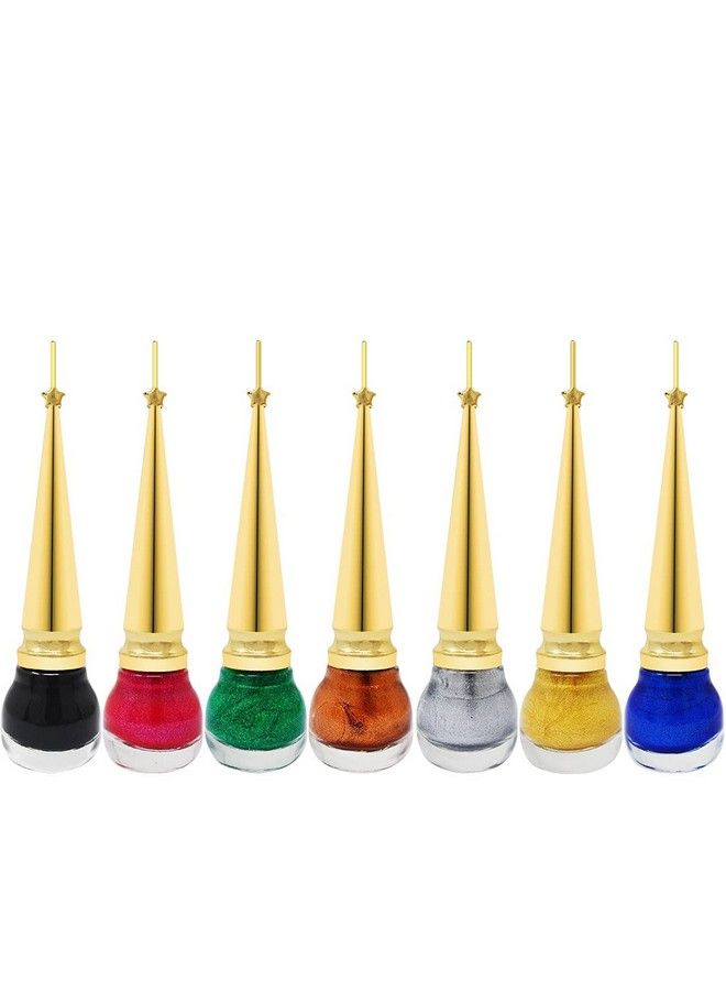 adbeni Eye Liner Water Resistant Longlasting 7Ml Each (Elnr104) (Pack Of 6 Blackpinkgreencoppersilvergoldblue) - Image 1