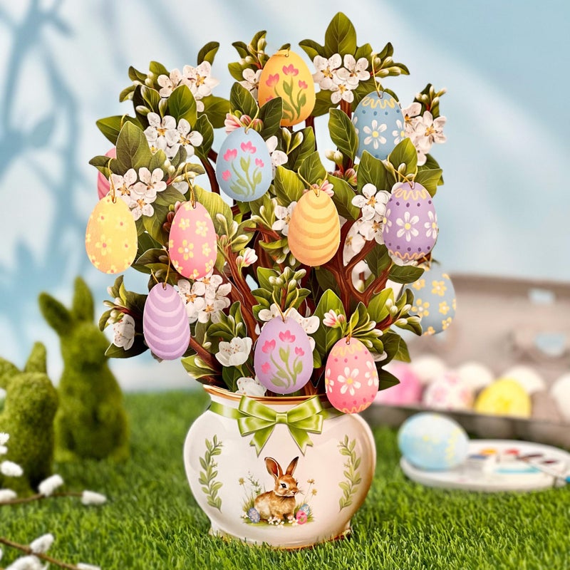 Freshcut Paper Pop Up Cards, Easter Egg Tree, 12 Inch Life Sized Paper House Plants 3D Popup Greeting Card, Easter Card, Thank You Cards, Blank Notecard & Envelope - Image 2
