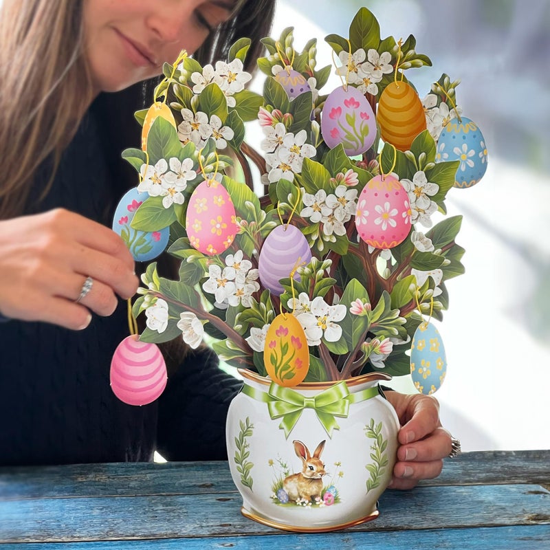 Freshcut Paper Pop Up Cards, Easter Egg Tree, 12 Inch Life Sized Paper House Plants 3D Popup Greeting Card, Easter Card, Thank You Cards, Blank Notecard & Envelope - Image 3