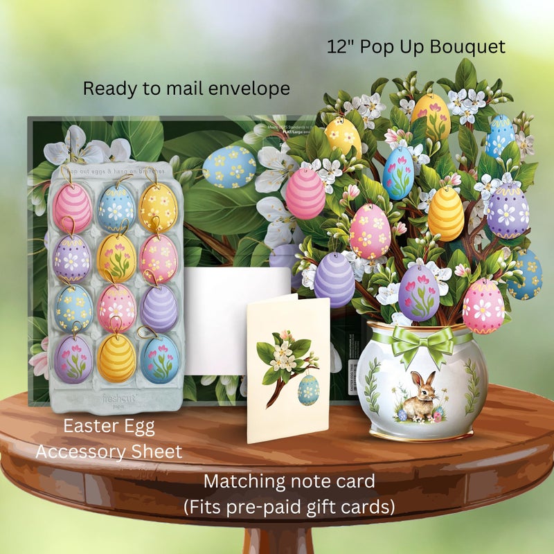 Freshcut Paper Pop Up Cards, Easter Egg Tree, 12 Inch Life Sized Paper House Plants 3D Popup Greeting Card, Easter Card, Thank You Cards, Blank Notecard & Envelope - Image 4