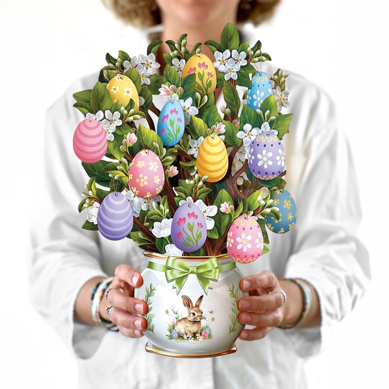 Freshcut Paper Pop Up Cards, Easter Egg Tree, 12 Inch Life Sized Paper House Plants 3D Popup Greeting Card, Easter Card, Thank You Cards, Blank Notecard & Envelope - Image 1