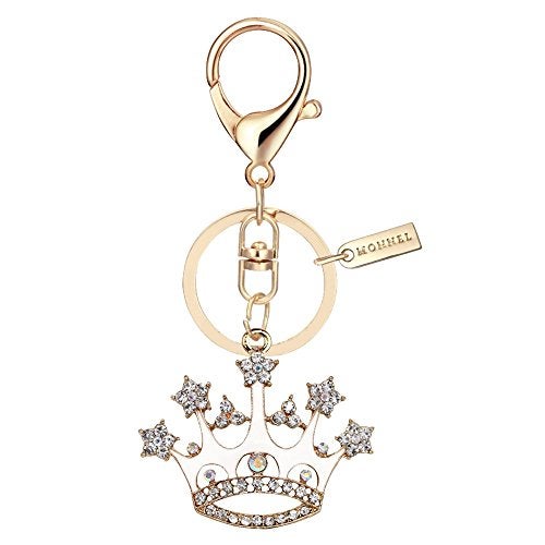 Monnel Bling Bling Crystal White Queen Crown Keychain Key Ring with Velvet Bag MZ857-1 - Image 1