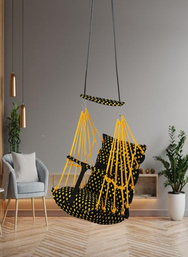 Sprointal® Swing for Kids, Baby Swing Chair Cotton Children Folding and Washable 1-5 Years Swing with Safety Belt,Home and Garden Jhula for Babies |Swing for Kids|Hanging Cradle (Yellow Dot) - Image 1