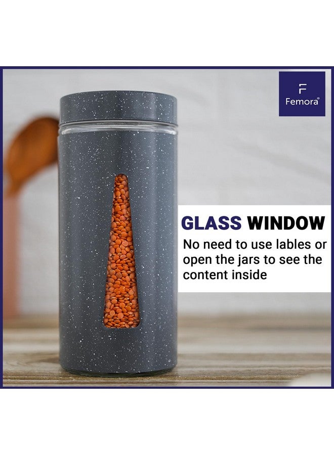 Femora Kitchen Storage Jars Carbon Steel Body With See Through Window Jar, 700ML, Pack of 6 Jars - Image 3