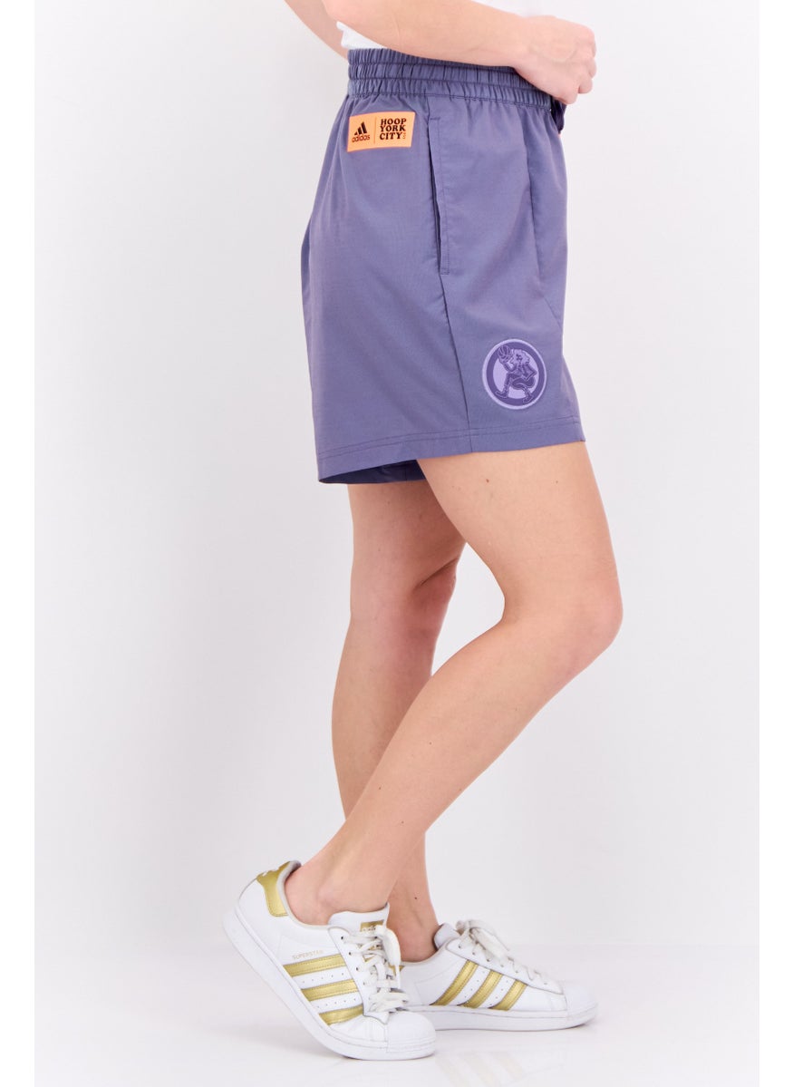 Adidas Women Sportswear Fit Drawstring Training Shorts, Light Purple  - Image 2