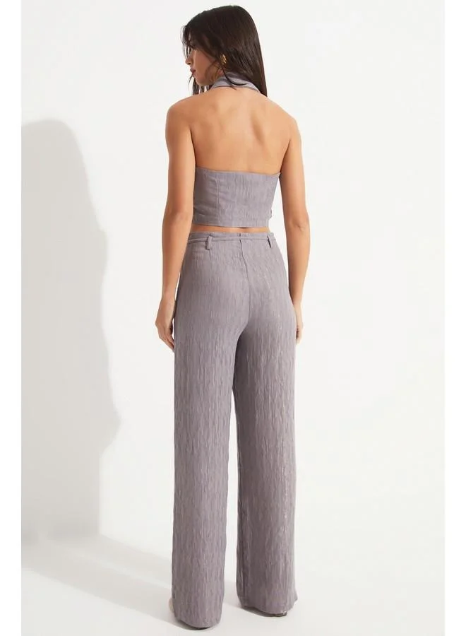 JUNE June Women Viscose Blend Vest Trouser Set Grey
