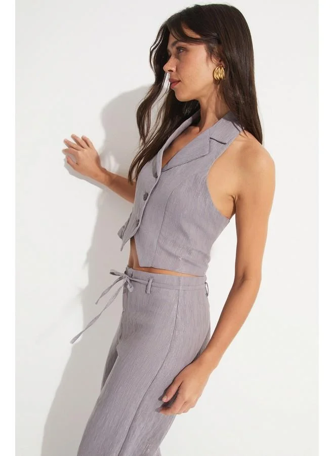 JUNE June Women Viscose Blend Vest Trouser Set Grey