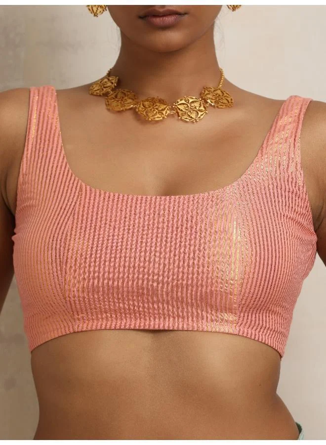 trueBrowns Peach Gold Lurex Blouse