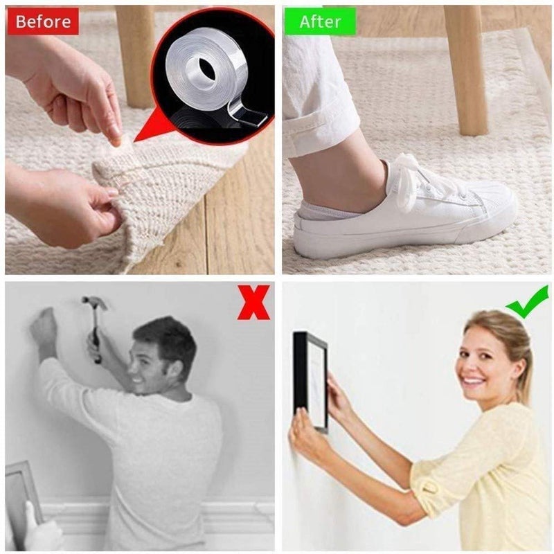 Generic SHOPLINE Store Double Sided Adhesive Tape, Transparent Strong Adhesive Traceless Tape Removable Washable and Reusable Anti Slip Tape for Home Supplies  - Image 5