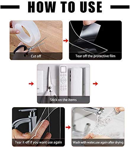 Generic SHOPLINE Store Double Sided Adhesive Tape, Transparent Strong Adhesive Traceless Tape Removable Washable and Reusable Anti Slip Tape for Home Supplies  - Image 3