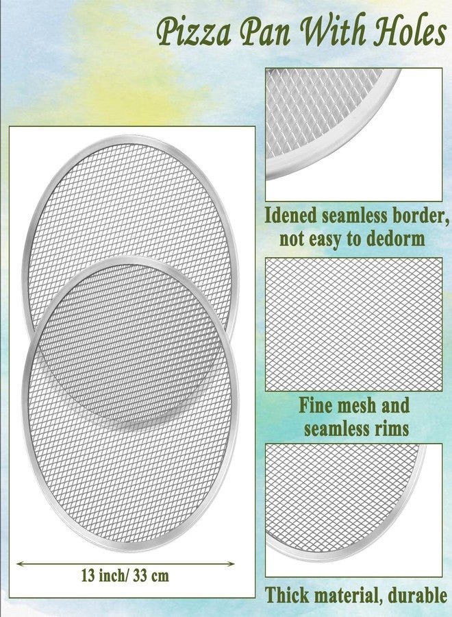 CYEAH 4 Pack Pizza Screen, 13 inch Aluminum Nonstick Mesh Pizza Baking Screen, Round Aluminum Alloy Pizza Pan with Holes, Metal Pizza Tray for Oven for Home Restaurant Grill Baking, Seamless - Image 2