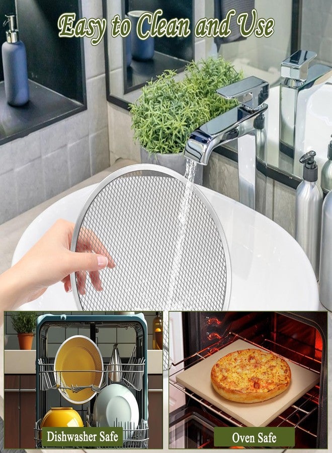 CYEAH 4 Pack Pizza Screen, 13 inch Aluminum Nonstick Mesh Pizza Baking Screen, Round Aluminum Alloy Pizza Pan with Holes, Metal Pizza Tray for Oven for Home Restaurant Grill Baking, Seamless - Image 4