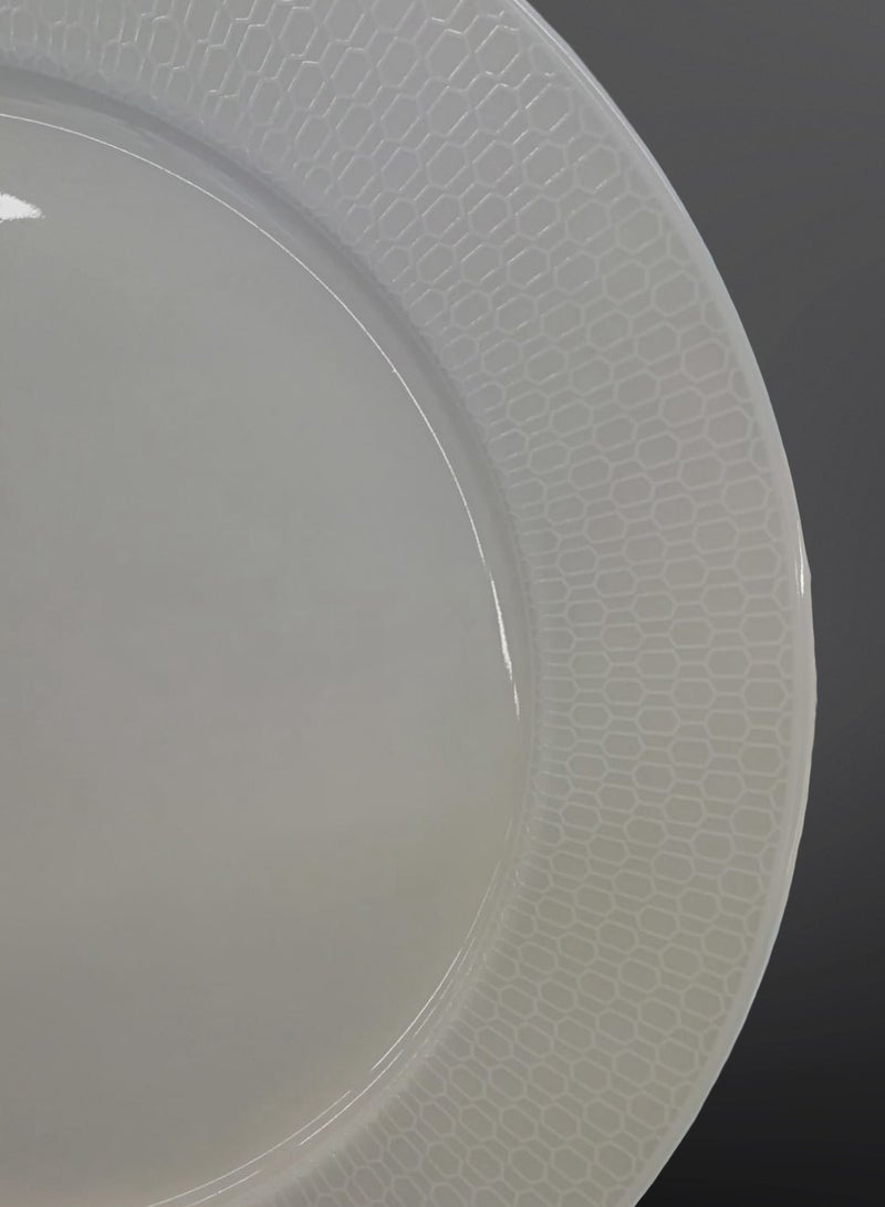 تراست طقم عشاء من البورسلين مكوّن من 24 قطعة باللون الأبيض؛ 6 قطع أطباق عشاء مقاس 27 سم، 6 قطع أطباق شوربة مقاس 22 سم، 6 قطع أطباق جانبية مقاس 20.5 سم، 6 قطع سلطانية مقاس 14 سم. - Image 3