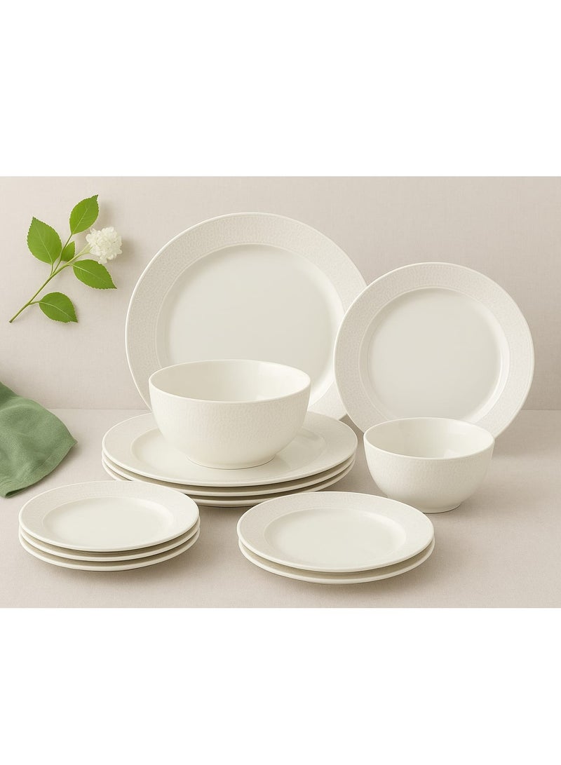 تراست طقم عشاء من البورسلين مكوّن من 24 قطعة باللون الأبيض؛ 6 قطع أطباق عشاء مقاس 27 سم، 6 قطع أطباق شوربة مقاس 22 سم، 6 قطع أطباق جانبية مقاس 20.5 سم، 6 قطع سلطانية مقاس 14 سم. - Image 5