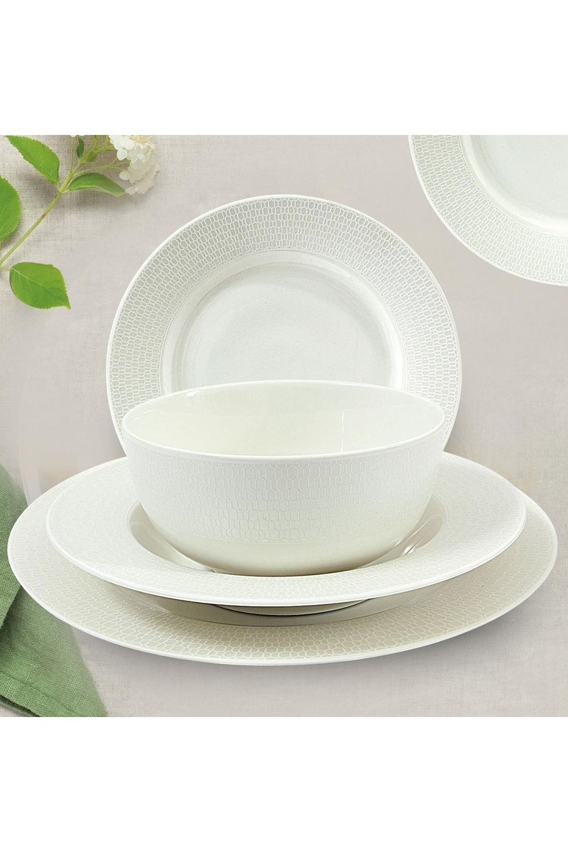 تراست طقم عشاء من البورسلين مكوّن من 24 قطعة باللون الأبيض؛ 6 قطع أطباق عشاء مقاس 27 سم، 6 قطع أطباق شوربة مقاس 22 سم، 6 قطع أطباق جانبية مقاس 20.5 سم، 6 قطع سلطانية مقاس 14 سم. - Image 2