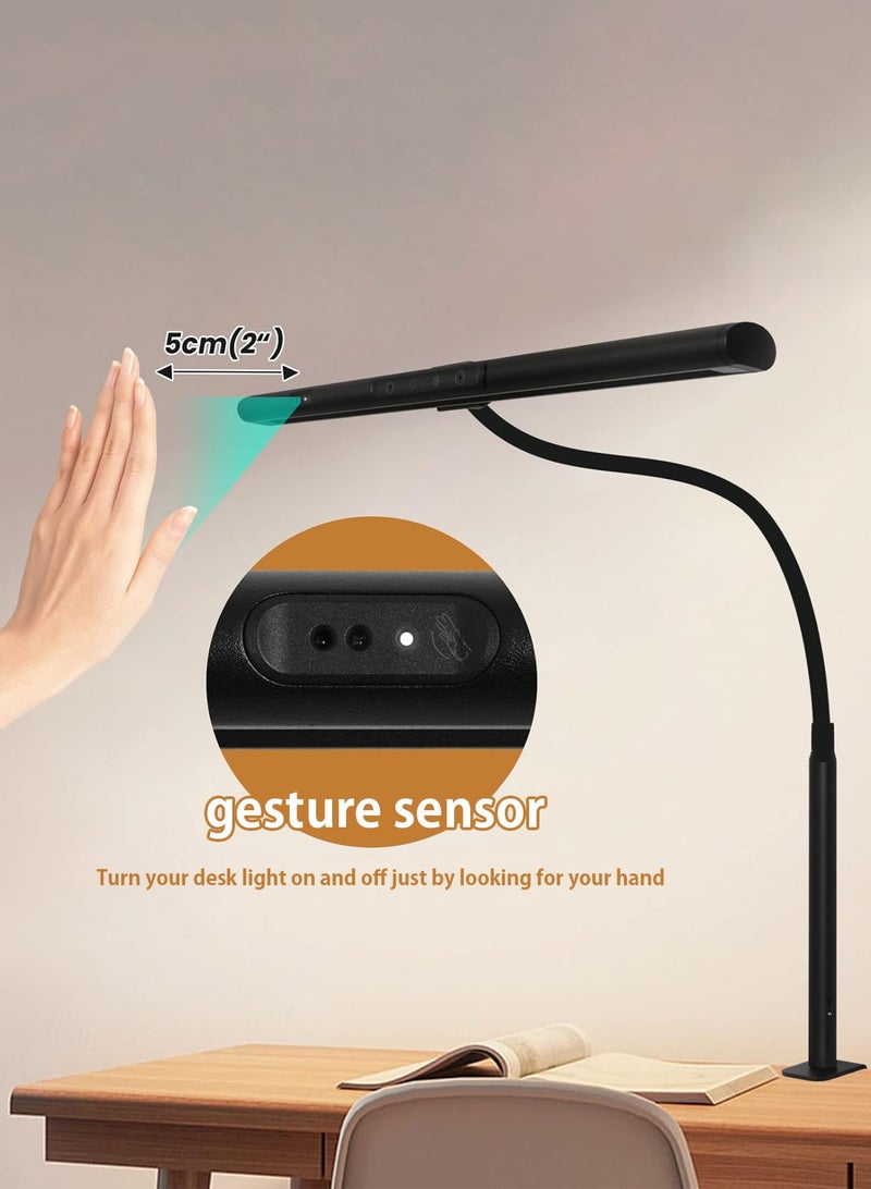 LOOPITYS Desk Light 27-in, Modern Adjustable Black Swing-Arm Stepless Dimmable LED Clamp Desk Lamp Dimmable, with Gesture Sensor and 360 Degree Rotating Arm, for Office, Home Work, Telework, Reading Light, Eye Care, Study,Screen eye protection lamp,computer display hanging lamp,laptop desk lamp - Image 2