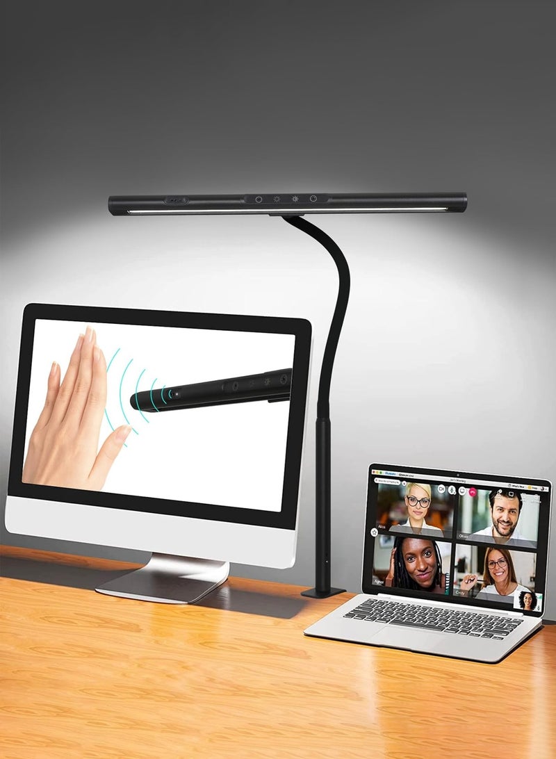 LOOPITYS Desk Light 27-in, Modern Adjustable Black Swing-Arm Stepless Dimmable LED Clamp Desk Lamp Dimmable, with Gesture Sensor and 360 Degree Rotating Arm, for Office, Home Work, Telework, Reading Light, Eye Care, Study,Screen eye protection lamp,computer display hanging lamp,laptop desk lamp - Image 1