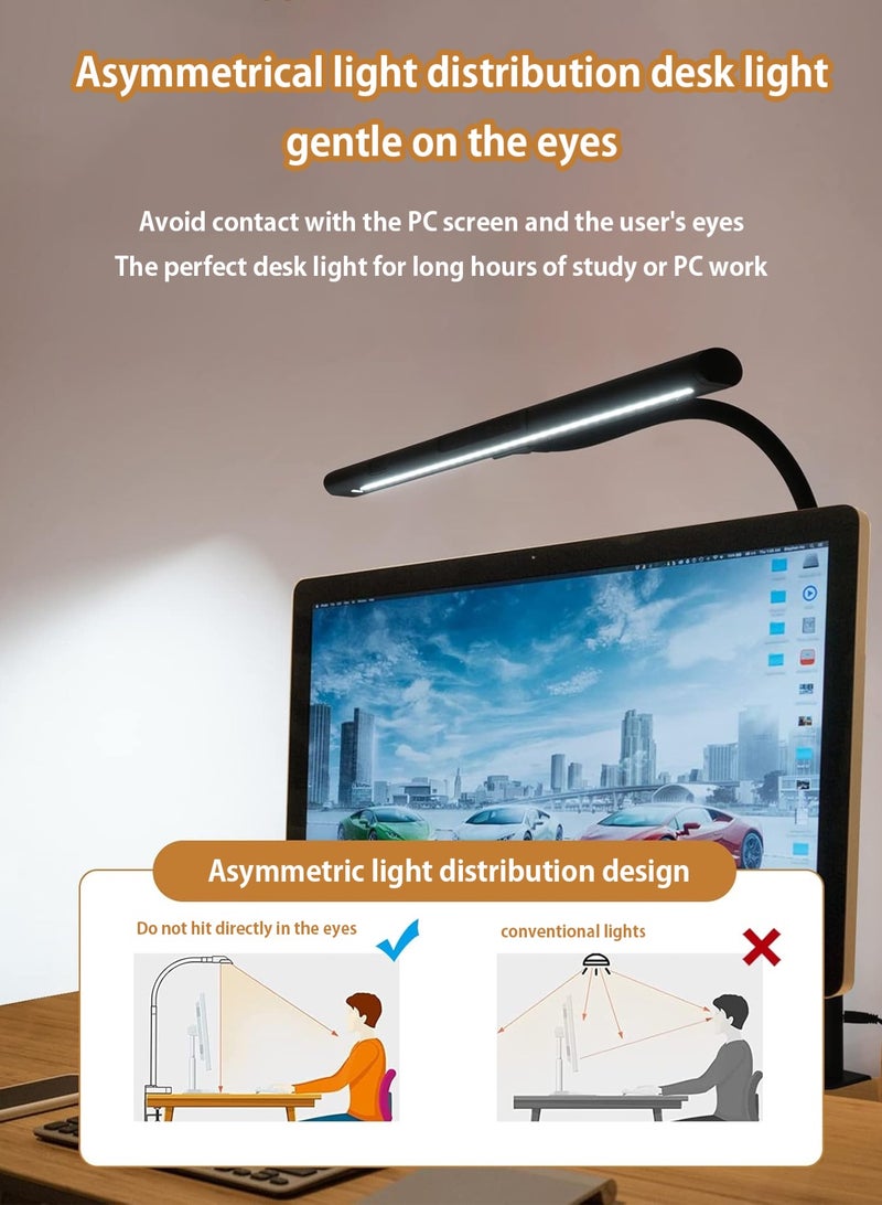 LOOPITYS Desk Light 27-in, Modern Adjustable Black Swing-Arm Stepless Dimmable LED Clamp Desk Lamp Dimmable, with Gesture Sensor and 360 Degree Rotating Arm, for Office, Home Work, Telework, Reading Light, Eye Care, Study,Screen eye protection lamp,computer display hanging lamp,laptop desk lamp - Image 5