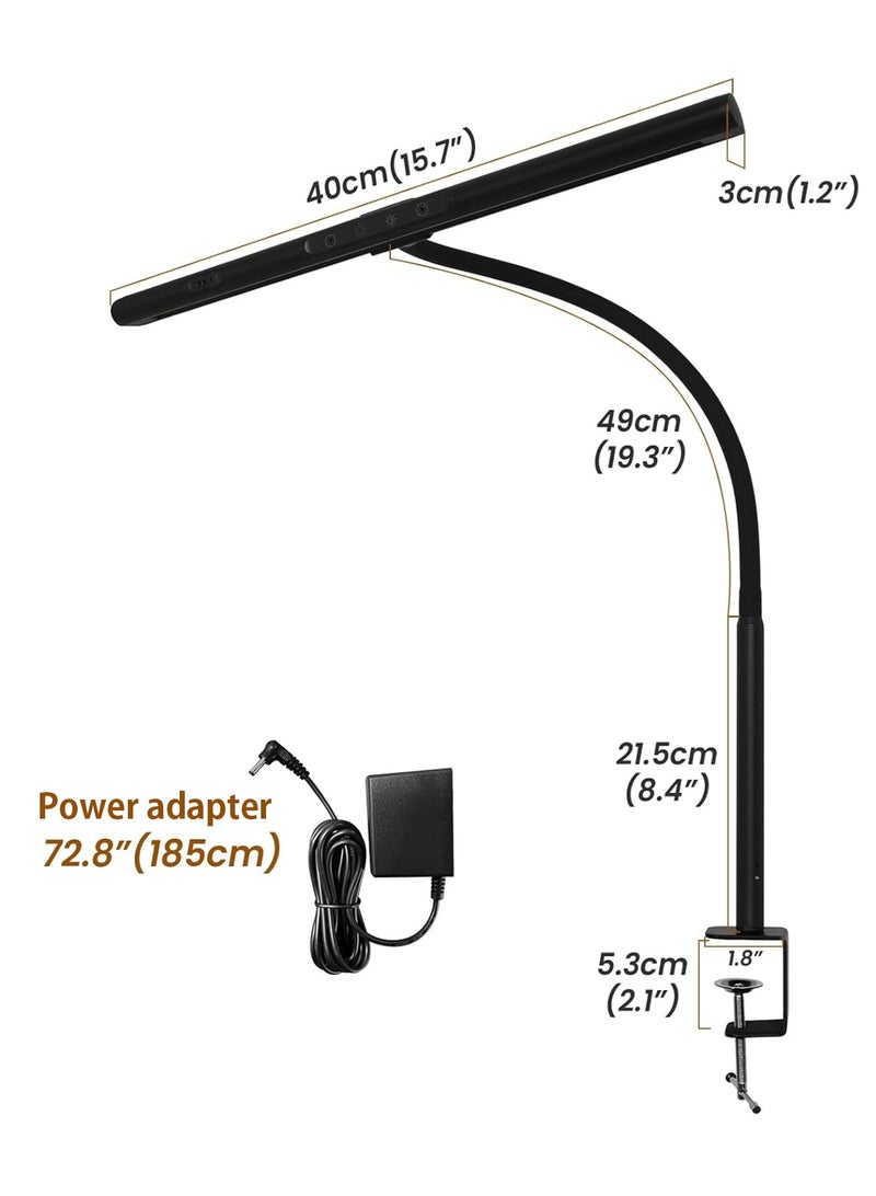 LOOPITYS Desk Light 27-in, Modern Adjustable Black Swing-Arm Stepless Dimmable LED Clamp Desk Lamp Dimmable, with Gesture Sensor and 360 Degree Rotating Arm, for Office, Home Work, Telework, Reading Light, Eye Care, Study,Screen eye protection lamp,computer display hanging lamp,laptop desk lamp - Image 3