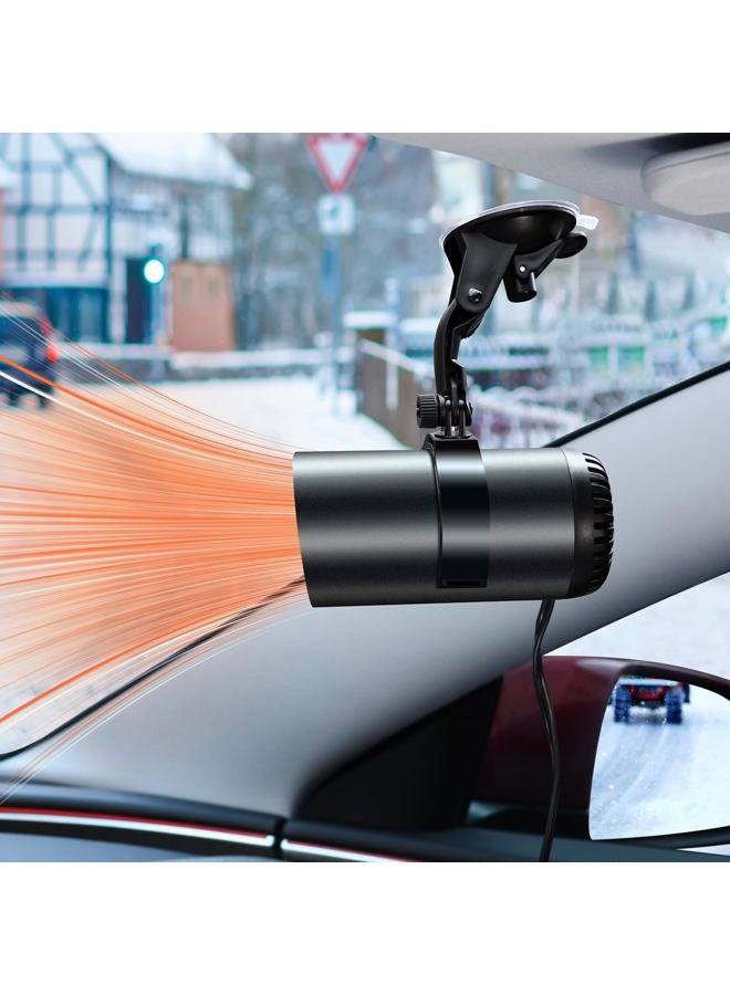 ELOHEI 12V Car Heater, 150W 2 in 1 Fast Portable fan Heater and Defroster for Car Windshield, Car Heater that Plugs Into Cigarette Lighter with Suction Holder for All Cars (Black) - Image 1