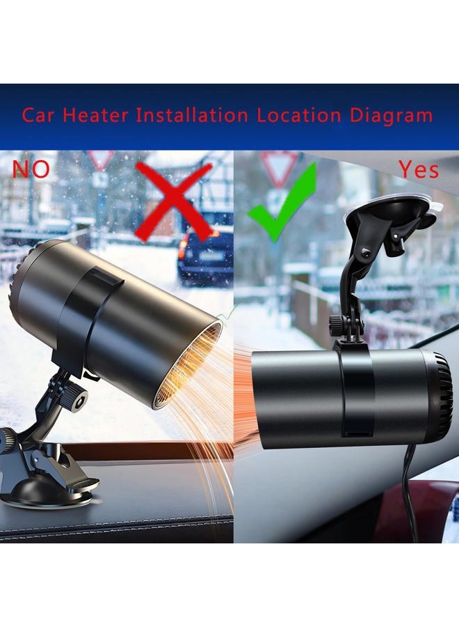 ELOHEI 12V Car Heater, 150W 2 in 1 Fast Portable fan Heater and Defroster for Car Windshield, Car Heater that Plugs Into Cigarette Lighter with Suction Holder for All Cars (Black) - Image 4