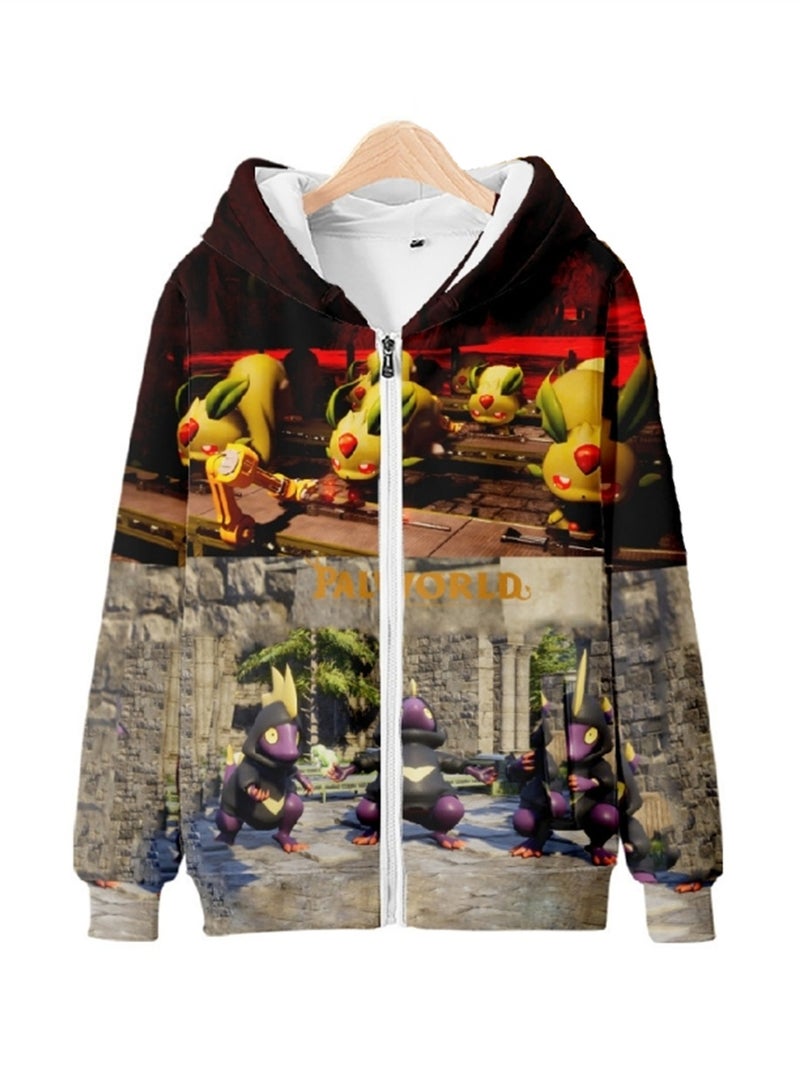 Palworld Phantom Beast Palu Game Zipper Hooded Sweatshirt 3D Printed Zipper for Adults and Children - Image 1
