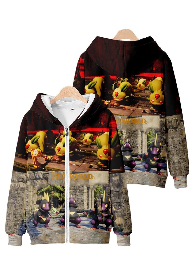 Palworld Phantom Beast Palu Game Zipper Hooded Sweatshirt 3D Printed Zipper for Adults and Children - Image 3