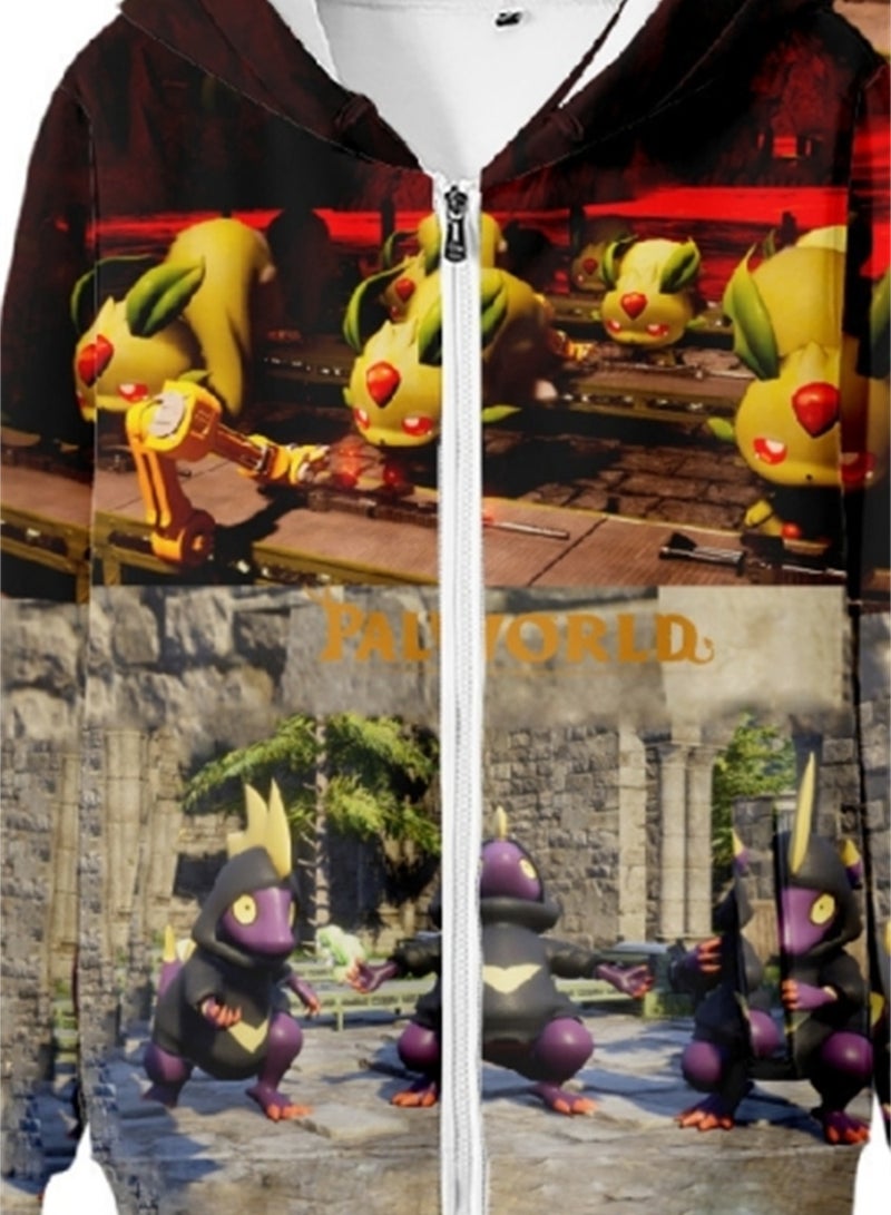 Palworld Phantom Beast Palu Game Zipper Hooded Sweatshirt 3D Printed Zipper for Adults and Children - Image 4