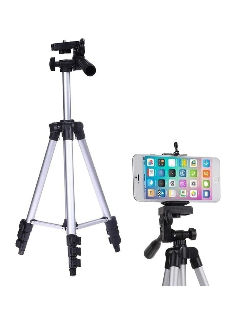 Generic Portable Adjustable Aluminium Tripod With 3 Dimensional Head And Quick Release Plate Black, Silver  - Image 5